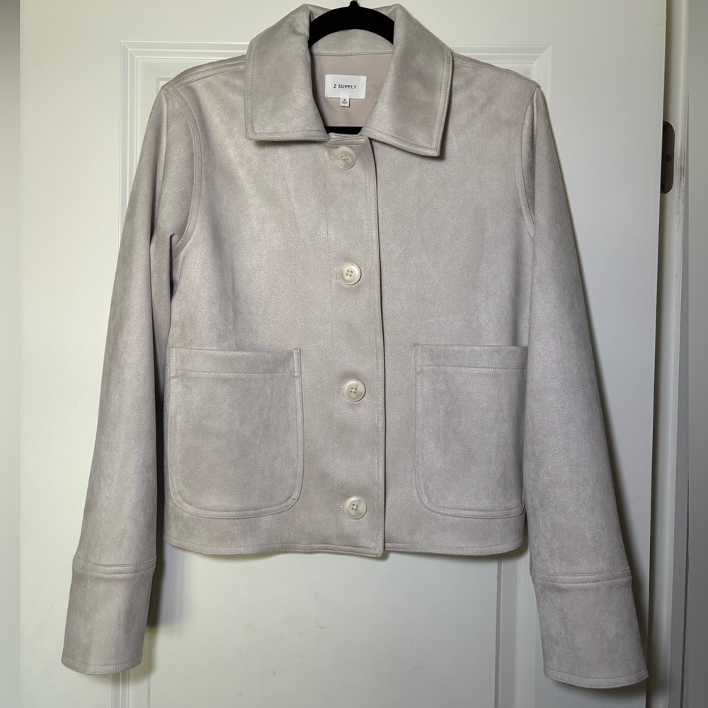 NWOT! Z Supply Dillon Light Beige Faux Suede Button-Front Jacket - Picture 4 of 6